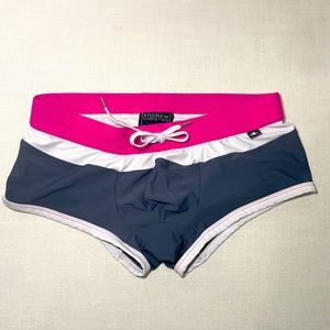 Andrew Christian Large Swimming Trunks - Charcoal/Pink